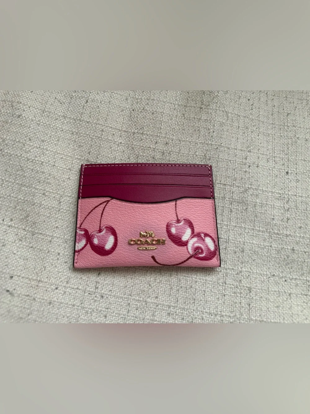 Coach Pink Cherry Shoulder Wristlet with Matching Card Case